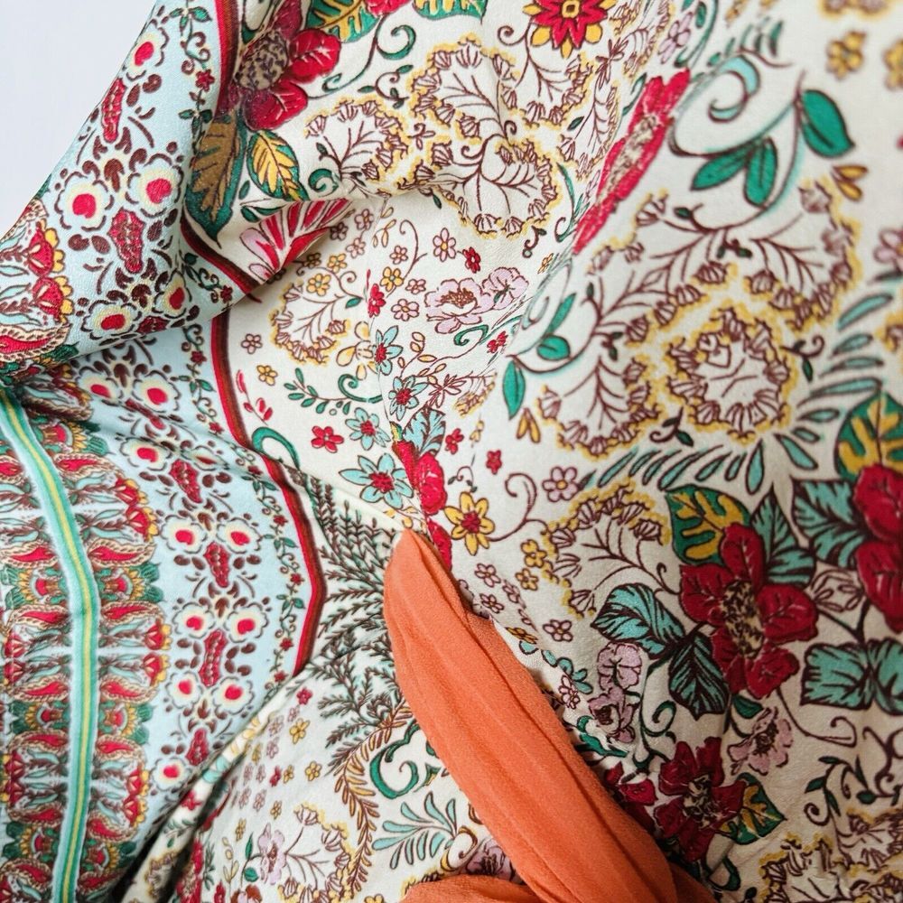 Zara TRF Kaftan Top M Boho Caftan Polyester Floral Coastal Cover Up dress - Picture 8 of 14